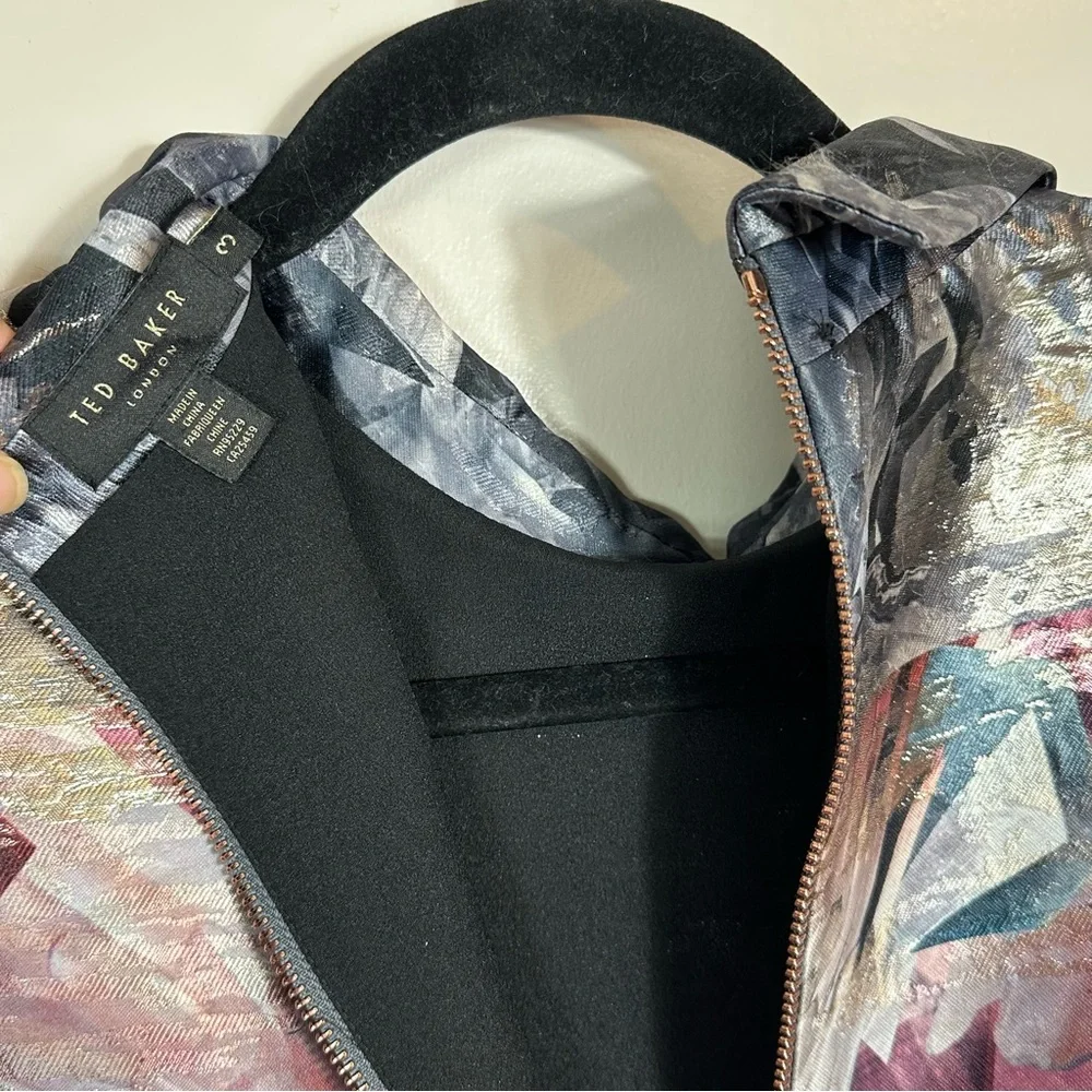 Ted Baker London Sleeveless Zip-Front Dress with Abstract Crystal Print - Picture 5 of 10